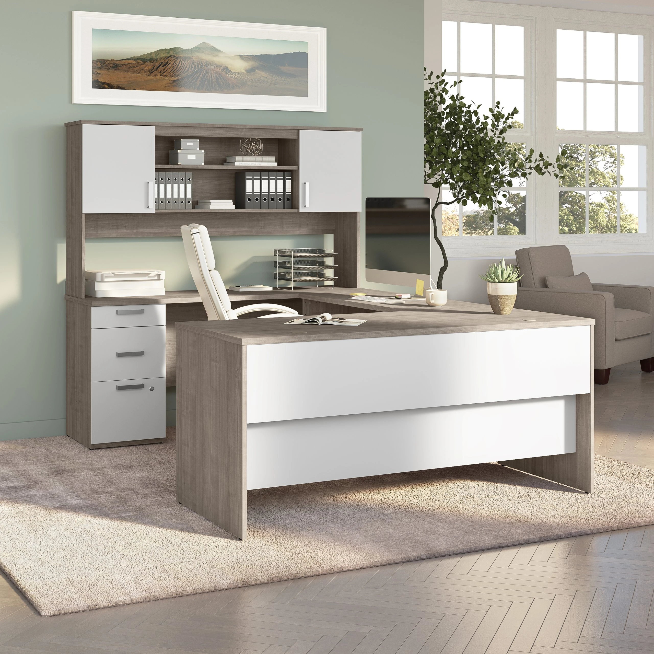 Bureau blanc & bois